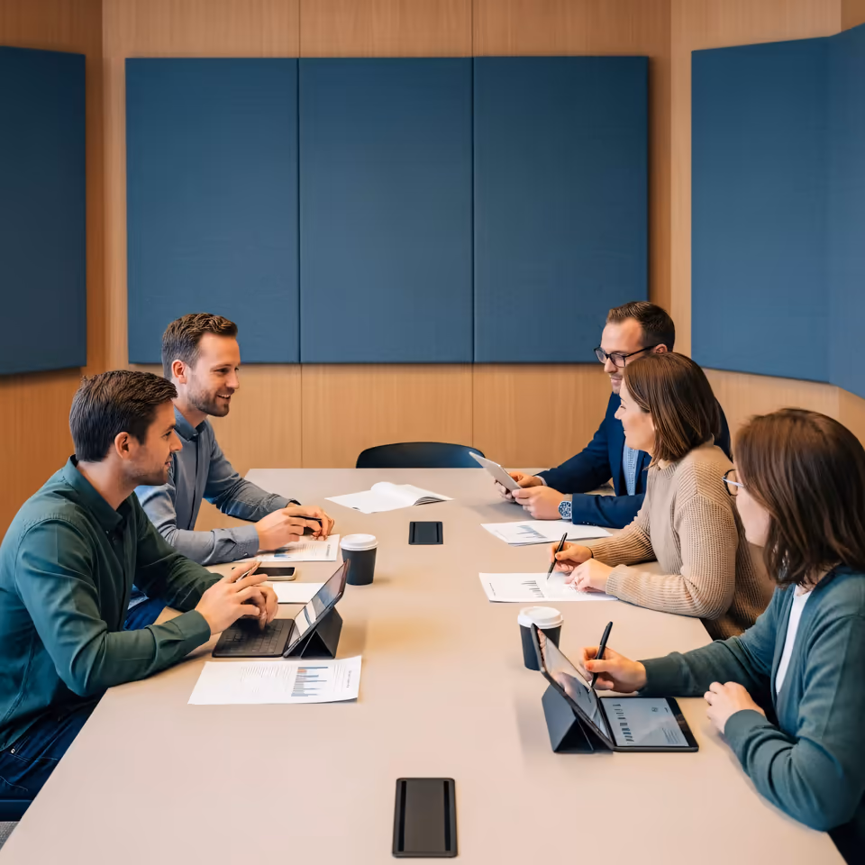 Escena de reunión de equipo